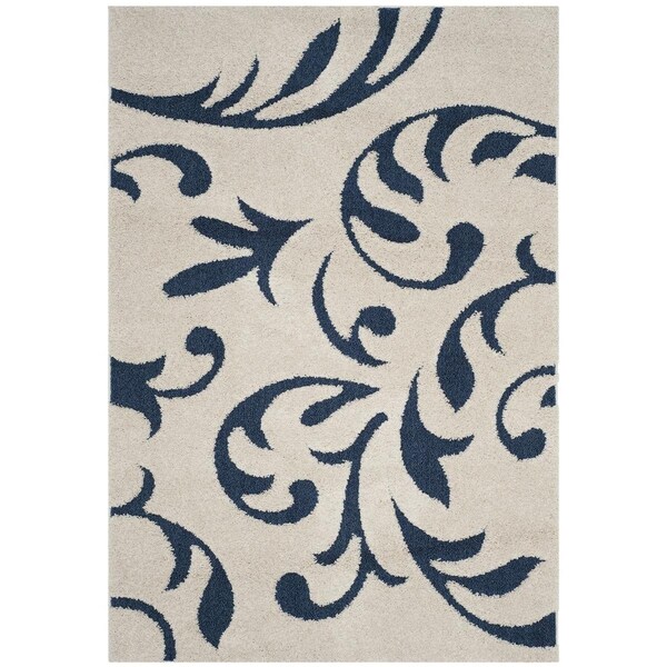 Safavieh Shag Medium Rectangle RugsCream & Blue 5 ft. 3 in. x 7 ft. 6 in. SG468-1165-5 - main